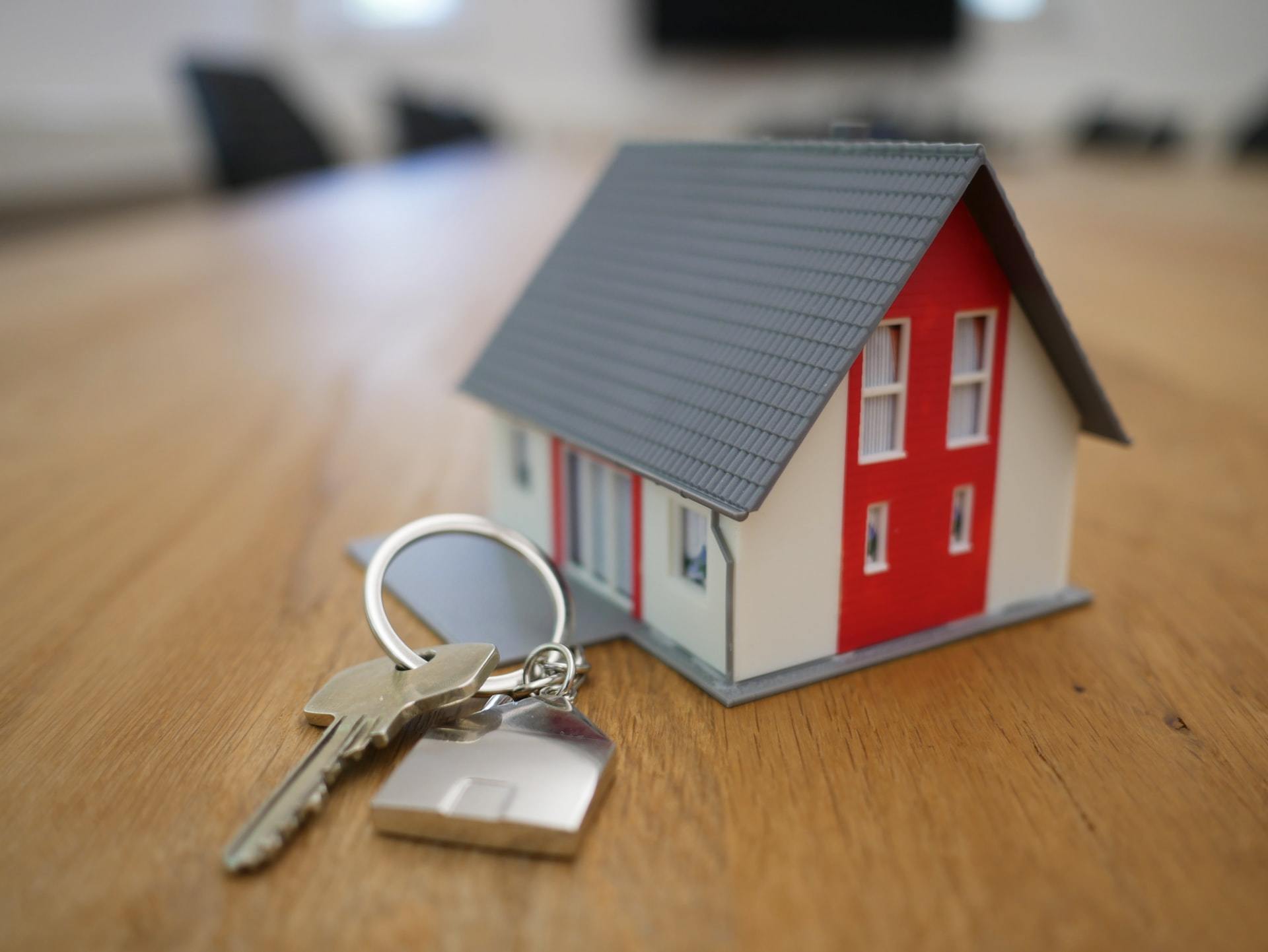model home keychain on table